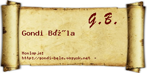 Gondi Béla névjegykártya